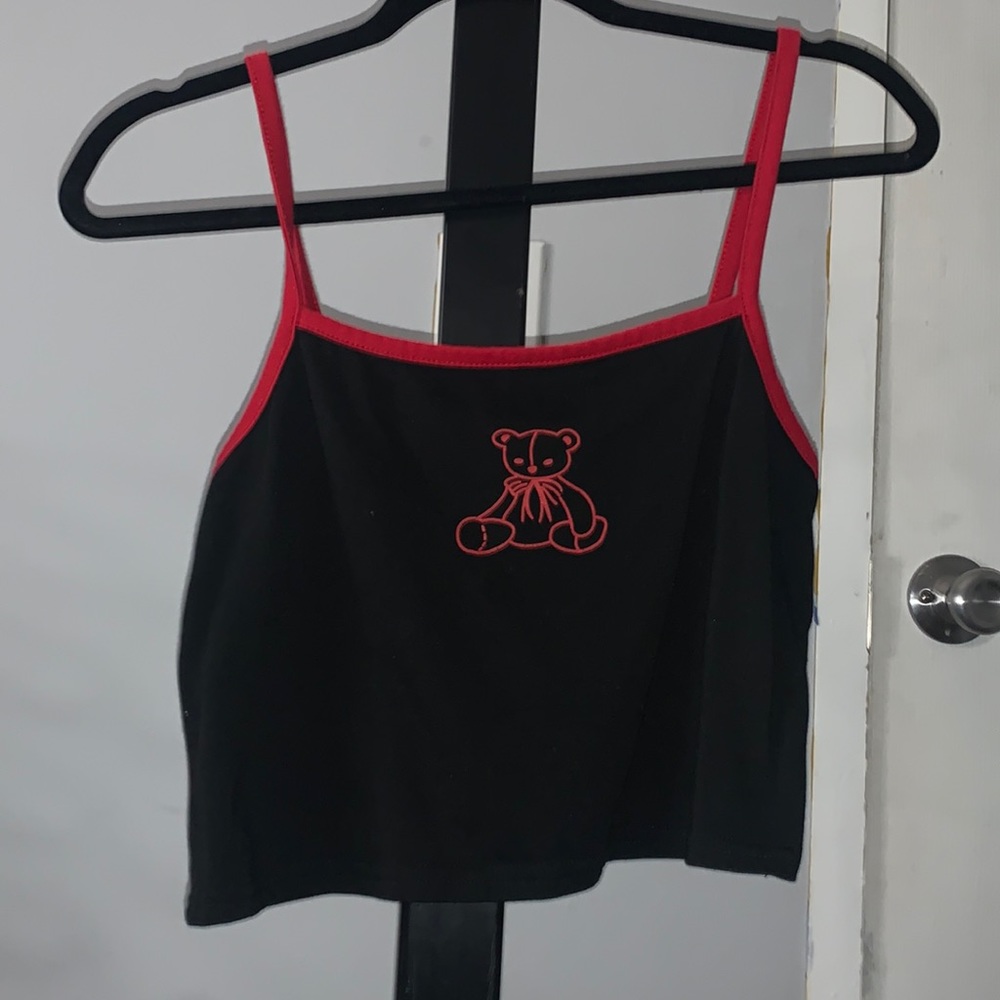 Red and black crop top